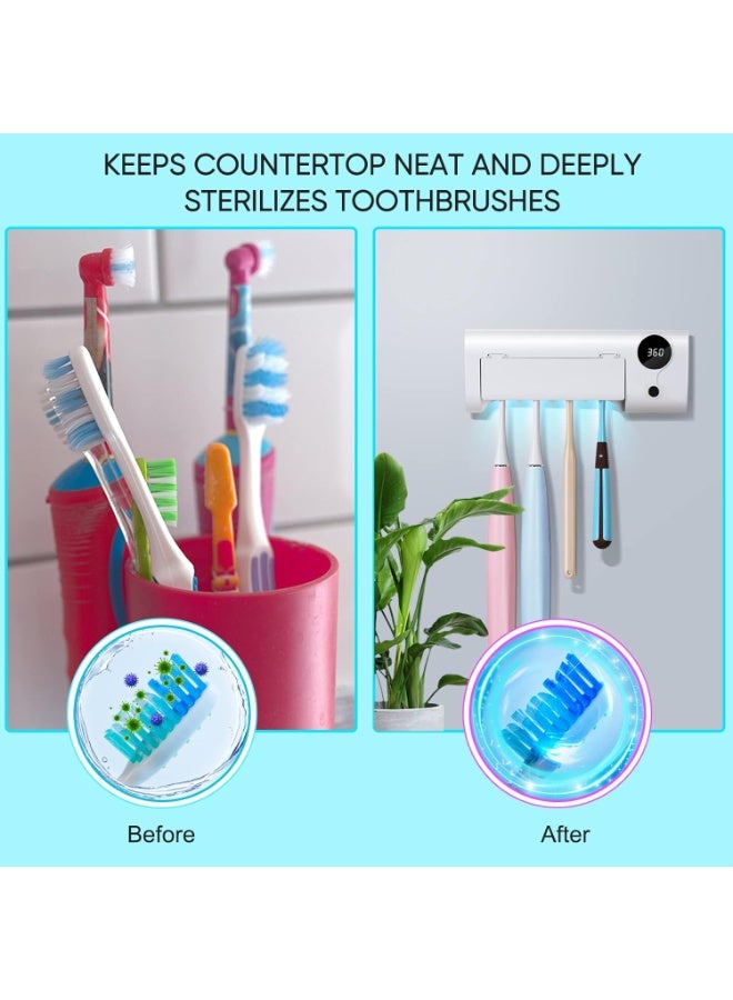 UV Toothbrush Cleaner, Timer Function, Rechargeable Tooth Brush Holder Wall-Mounted for Bathroom, No Drilling, 4 Slots - Image 5